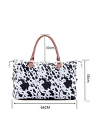 White Animal Spots Printed Leather Tote Bag