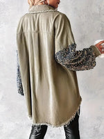 womens shacket with sparkle sleeves