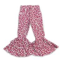 Pink Leopard Ruffle Bell Bottom jeans