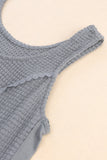 Gray Thermal Knit Panel Babydoll Tank Top