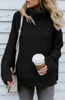 Knit Sweater Woman With Thick Thread, Long Sleeves And High Neck Pullover