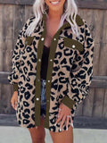 Women's casual furry clothes plush jacket women leopard print furry jacket