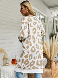 Women’s V Neck Leopard Printed Open Front Long Sleeves Cardigan
