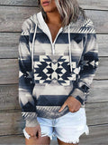 New ethnic tribal print hooded sweater jacket top