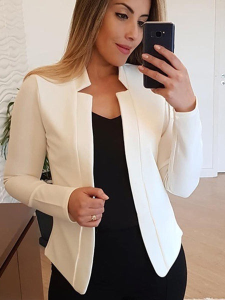 Small suit long sleeve solid color cardigan jacket top