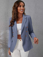 Women's Solid Color Faux Buttons Open Front Blazer