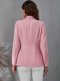 Women's Solid Color Faux Buttons Open Front Blazer