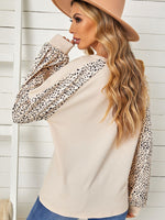 Women's Leopard Print Puff Sleeve T-shirt Top