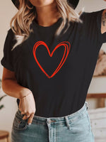 Women's Love Print Crew Neck T Shirt