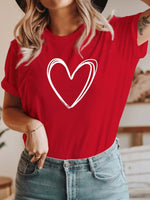 Women's Love Print Crew Neck T Shirt