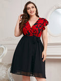 Plus Size Women's Daily Casual Holiday Print V Neck Loose Dress