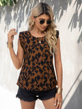 Women's Woven Fashion Casual Round Neck Leopard Print Sleeveless Tank Top