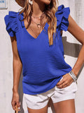 Women's Casual V Neck Ruffle Tank Top Summer Sleeveless Shirt