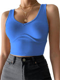 Women's V-Neck Stitching Stretch Solid Color Knit Tank Top