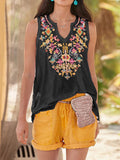European and American women's ethnic style embroidery top T-shirt vest