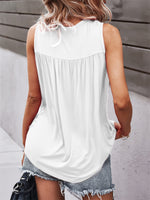 Casual T-Shirt Sleeveless Lace Panel Ladies Top