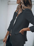 Women's Temperament Long-sleeved Jacket Solid Color Suit Collar Loose Single-breasted Suit