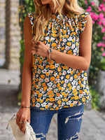 Loose Casual Top Sleeveless Floral Shirt
