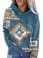 Positioning print coat top ladies hooded sweater