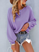 Women Fashion Casual Loose Casual Solid Color Hoodie Long Sleeve Tops