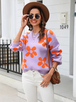 New long sleeve pullover floral pullover sweater