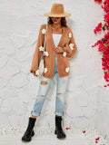 New long-sleeved floral cardigan lantern sleeves knitted sweater jacket