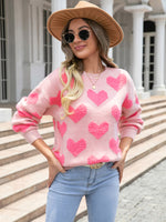 Big Heart Valentine's Day Round Neck Sweater Pullover Large Size Heart Sweater