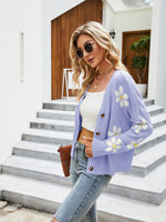 Casual knitted cardigan jacket loose college style sweater cardigan