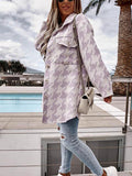 Fashionable loose long-sleeved houndstooth wool coat