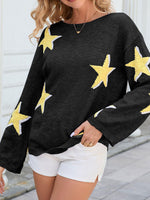 New five-pointed star knitted long-sleeved sweater