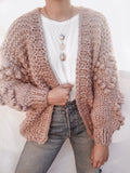 Women's Long Sleeve Thick Knitted Twist Loose Cardigan