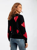 New Christmas and Valentine's Day Love Flocked Pullover Soft Waxy Round Neck Sweater