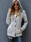 Women's warm casual hooded long-sleeved cardigan knitted