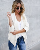 Women's Solid Color Faux Suede Open Front Cardigan